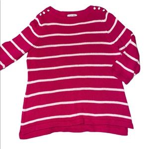 Christopher & Banks pink striped sweater petite Lg